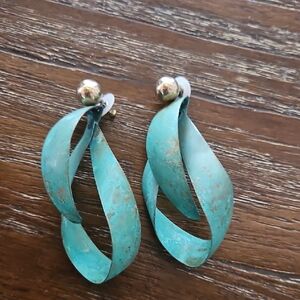 Vintage Turquoise Twisted Drop Earrings - Women Jewelry